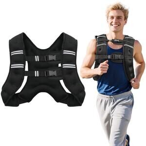 8lb/12lb/16lb/20Lb Weighted Vest for Woman Men with Reflective 20 lb, Black
